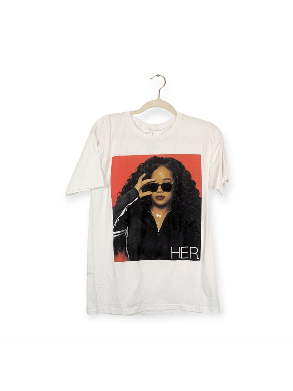 H.E.R Officially Licensed White Graphic Music Short Sleeve Tee
